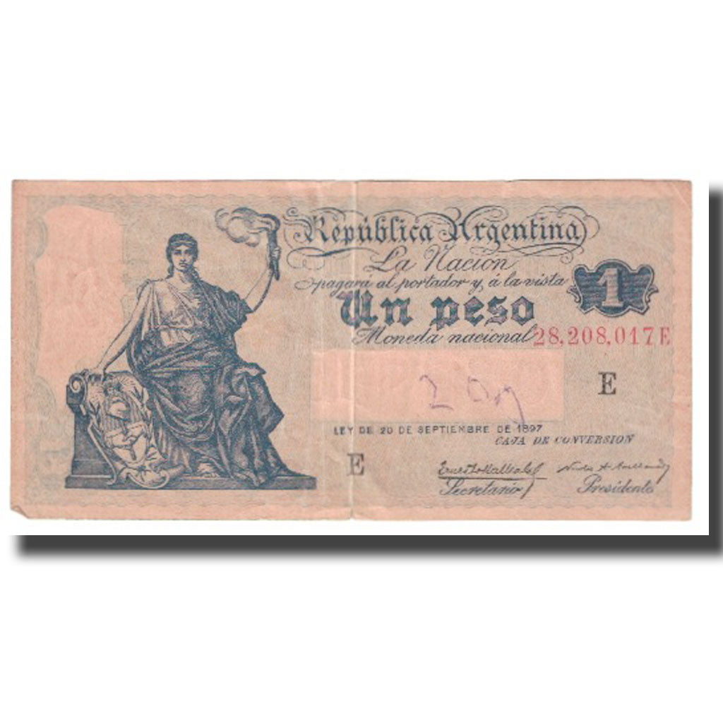 Banknote, Argentina, 1 Peso, 1897, 1887-09-20, KM:257, EF(40-45)
