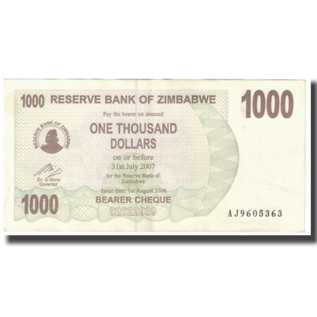 Banknote, Zimbabwe, 1000 Dollars, 2007, 2007-07-31, KM:44, EF(40-45)