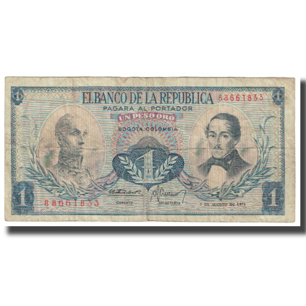 Banknote, Colombia, 1 Peso Oro, 1973, 1973-08-07, KM:404e, VF(20-25)