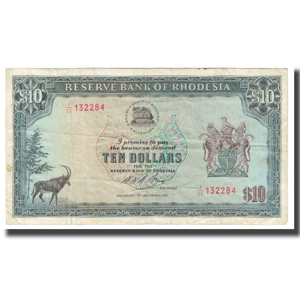 Banknote, Rhodesia, 10 Dollars, 1975, 1975-11-19, KM:33h, VF(20-25)