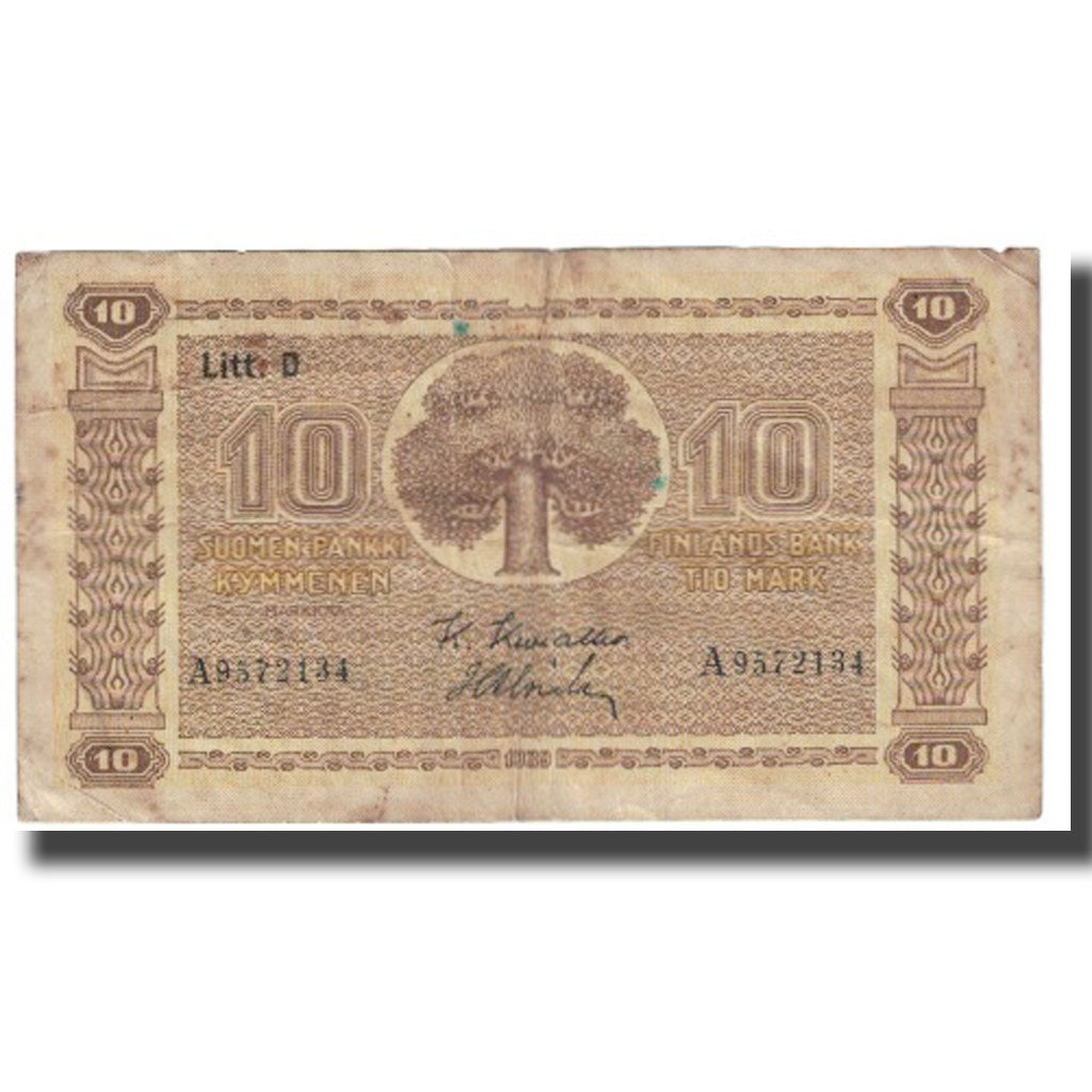 Banknote, Finland, 10 Markkaa, 1939, KM:85, VF(20-25)