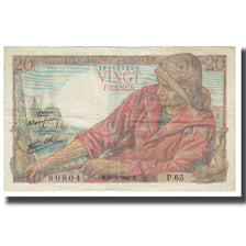 Francia, 20 Francs, Pêcheur, 1943, P. Rousseau and R. Favre-Gilly, 1943-01-28