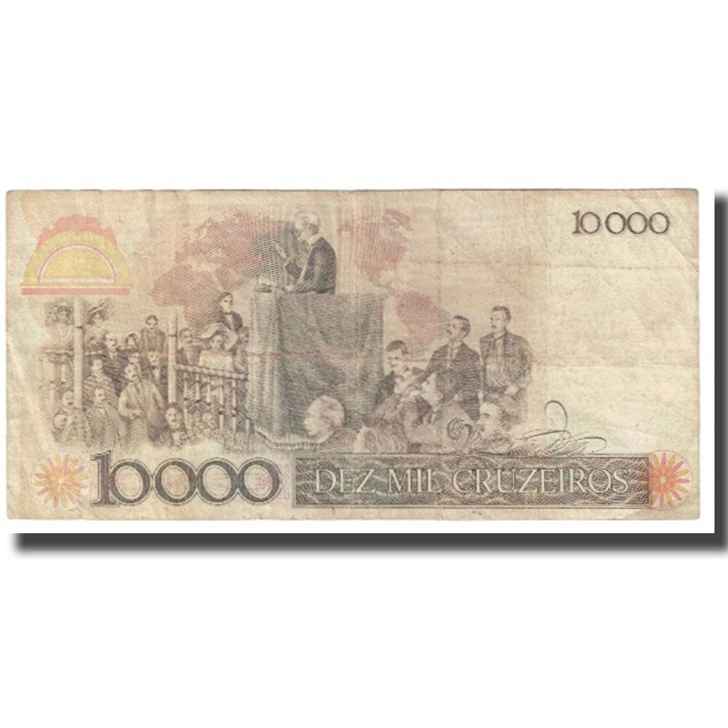 Geldschein, Brasilien, 10 Cruzados on 10,000 Cruzeiros, KM:206, S