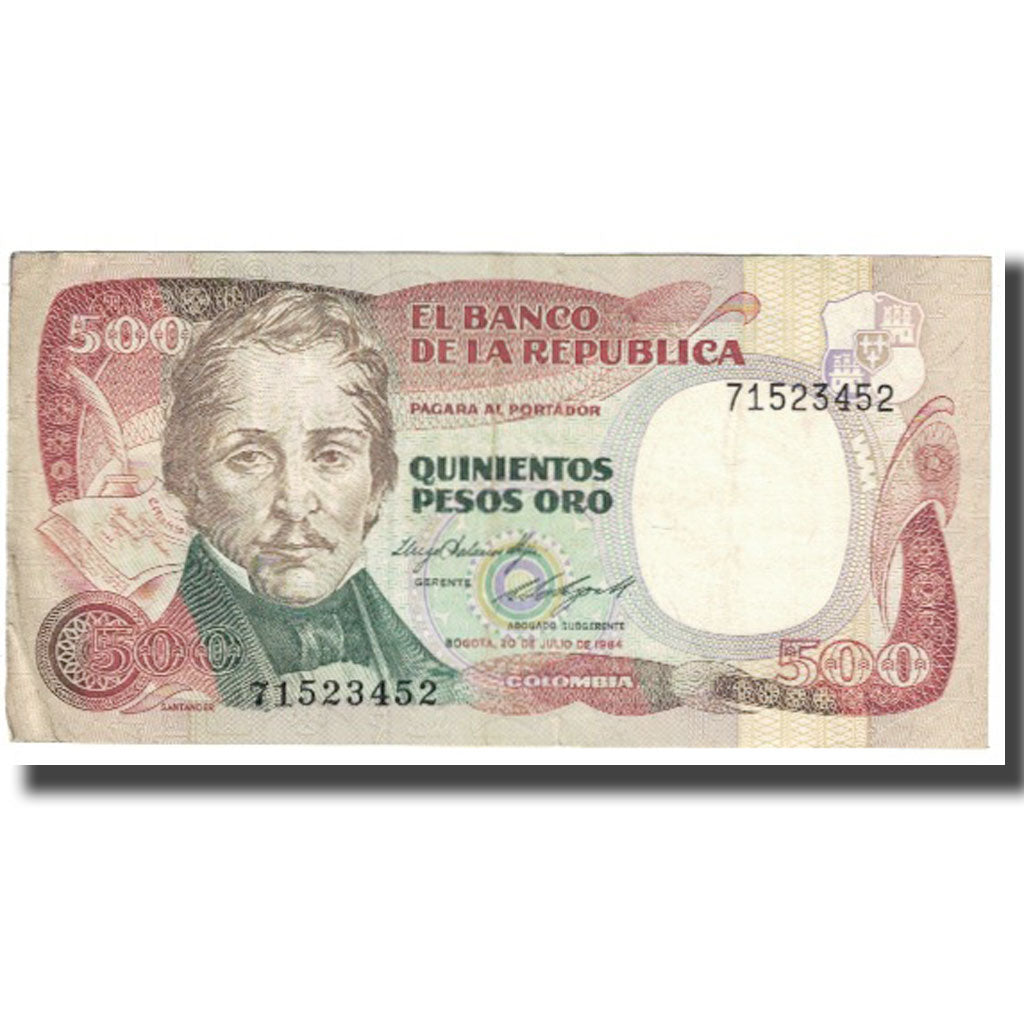 Banknote, Colombia, 500 Pesos Oro, 1984, 1984-07-20, KM:423b, VF(20-25)