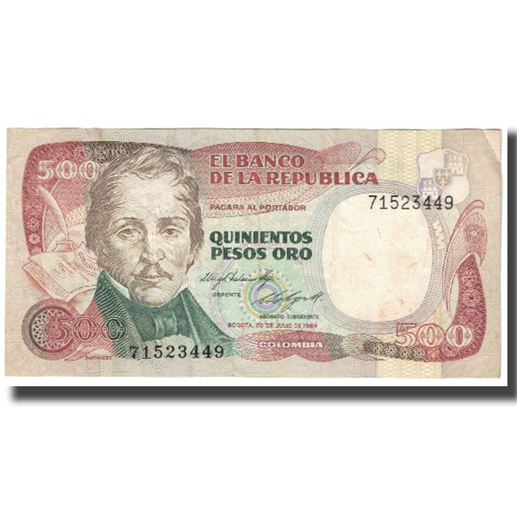 Banknote, Colombia, 500 Pesos Oro, 1984, 1984-07-20, KM:423b, VF(20-25)