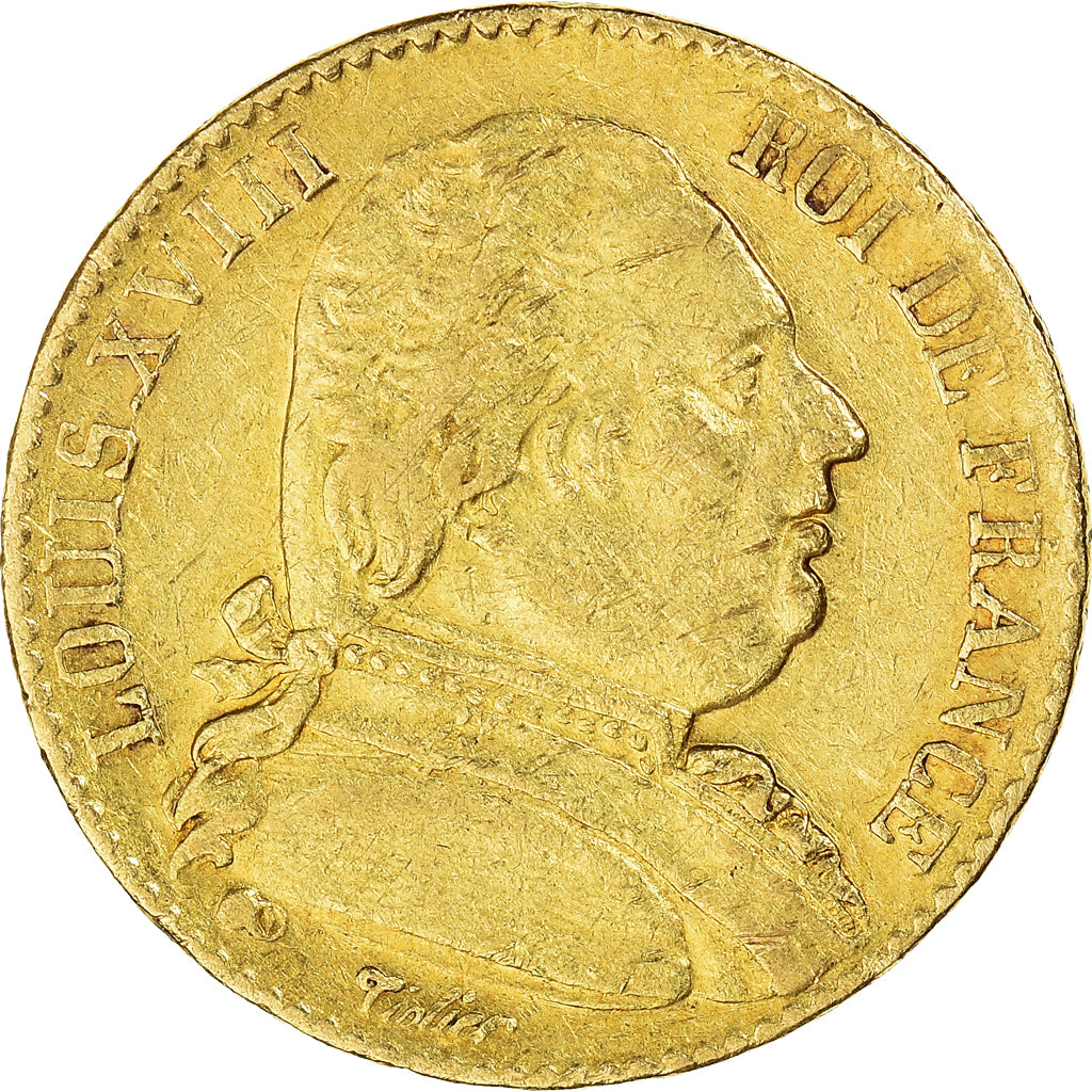 Moneta, Francia, Louis XVIII, 20 Francs, 1815, Paris, BB+, Oro, KM:706.1, Le