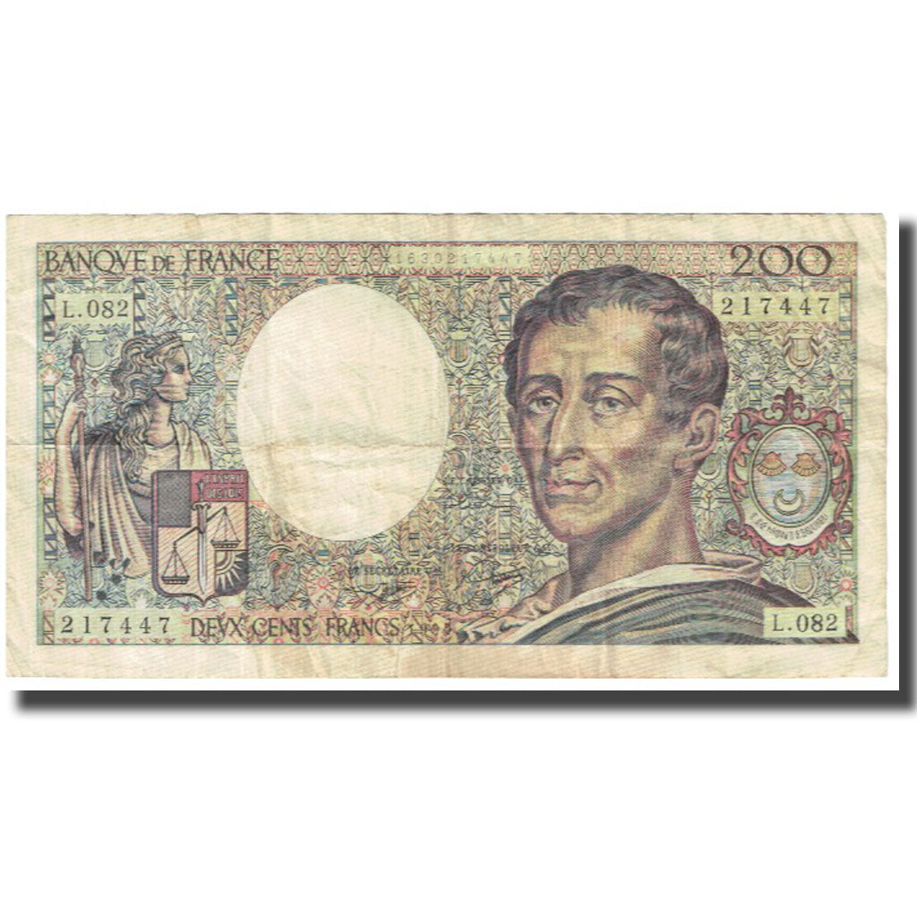 França, 200 Francs, Montesquieu, VF(20-25), Fayette:70.10a, KM:155a