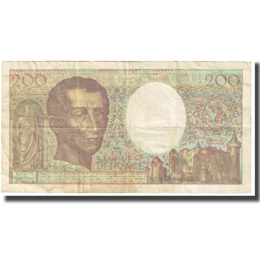 França, 200 Francs, Montesquieu, VF(20-25), Fayette:70.10a, KM:155a