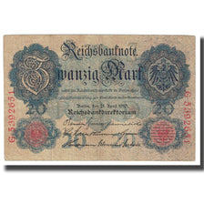 Billete, 20 Mark, 1910, Alemania, 1910-04-21, KM:46b, MBC