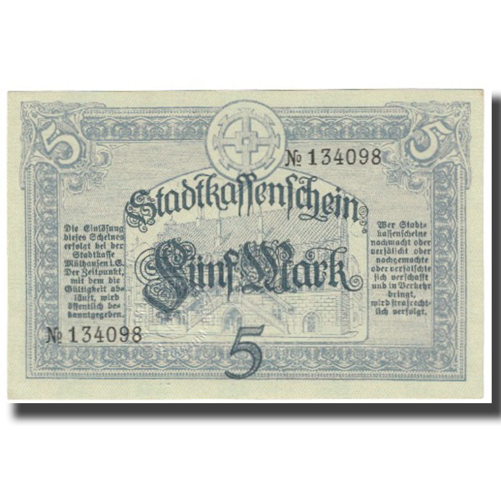 Biljet, Duitsland, 5 Mark, 1918, 1918-10-15, NIEUW