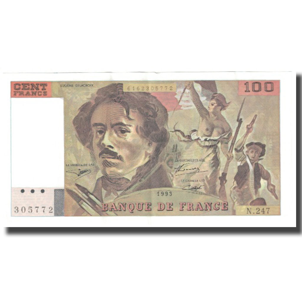 França, 100 Francs, Delacroix, 1993, BRUNEEL, BONARDIN, VIGIER, AU(55-58)