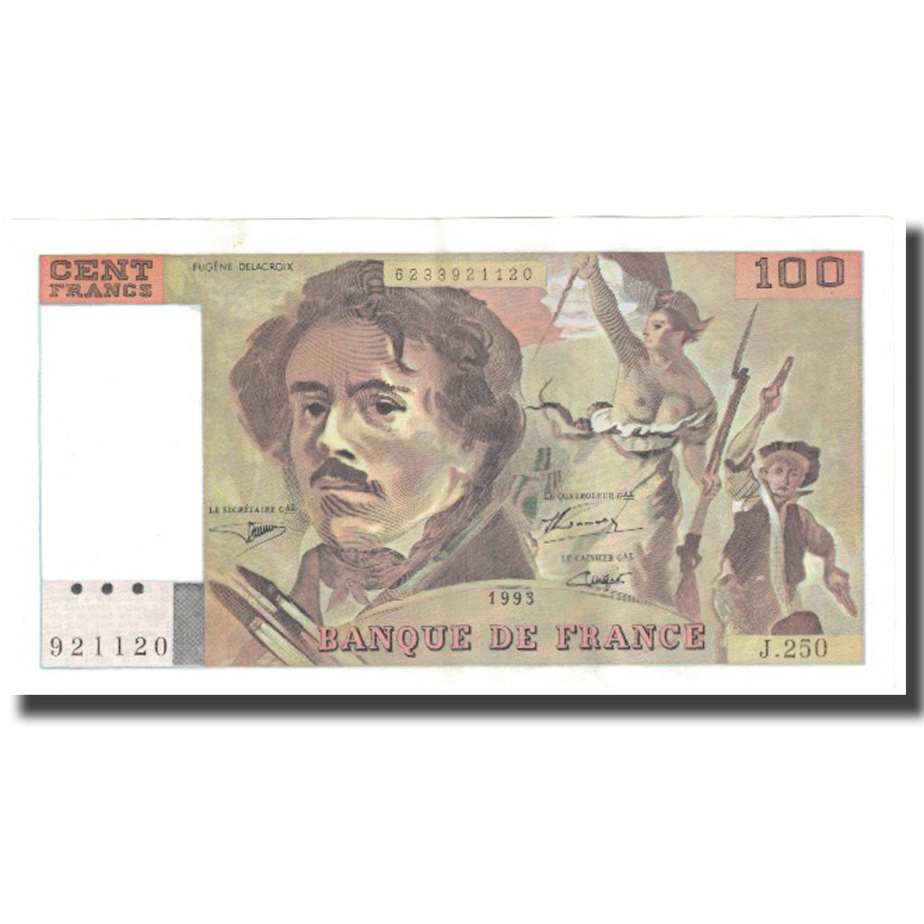 France, 100 Francs, Delacroix, 1993, BRUNEEL, BONARDIN, VIGIER, AU(55-58)