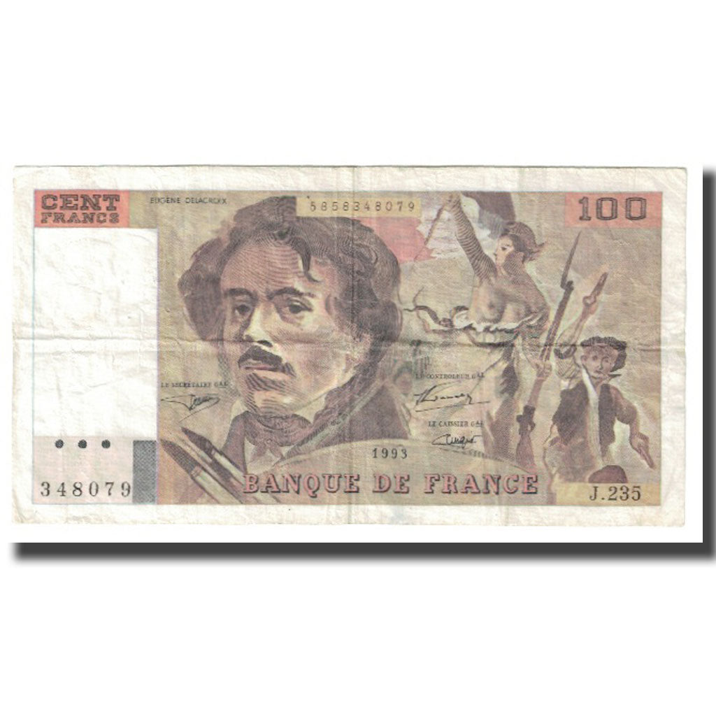 França, 100 Francs, Delacroix, 1993, BRUNEEL, BONARDIN, VIGIER, EF(40-45)