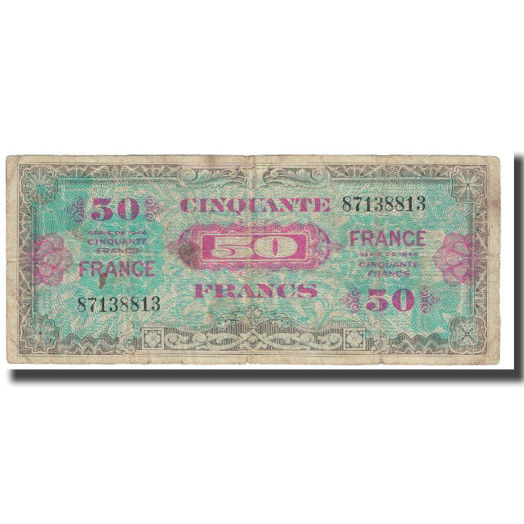 Francia, 50 Francs, Flag/France, 1944, RC, Fayette:VF24.1, KM:117a