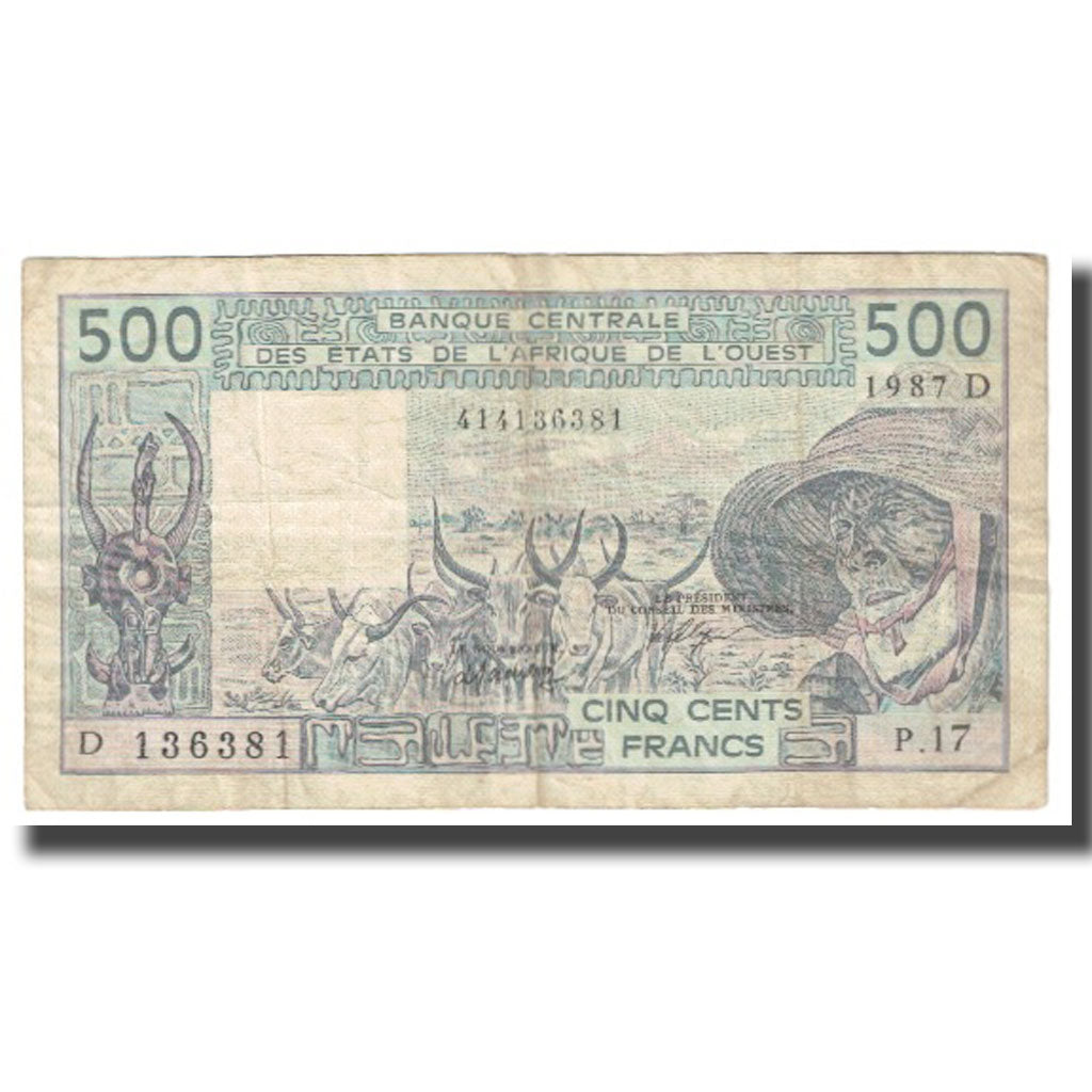Banknote, West African States, 500 Francs, KM:106Ak, VF(20-25)