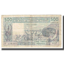 Banknote, West African States, 500 Francs, KM:106Ak, VF(20-25)