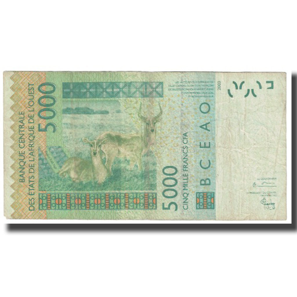 Banknote, West African States, 5000 Francs, 2003, KM:117Ab, VF(20-25)
