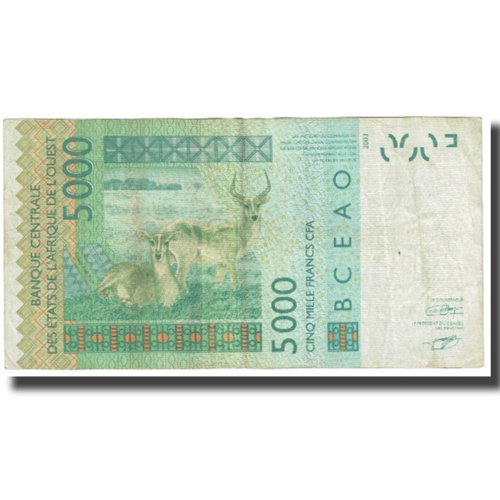 Banknote, West African States, 5000 Francs, 2003, KM:117Ab, VF(20-25)