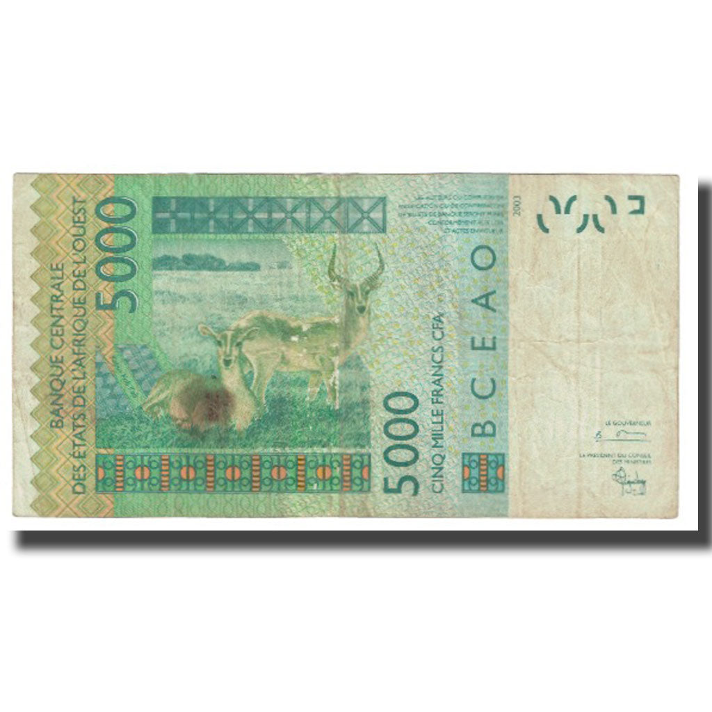 Banknote, West African States, 5000 Francs, 2003, KM:117Ab, VF(20-25)