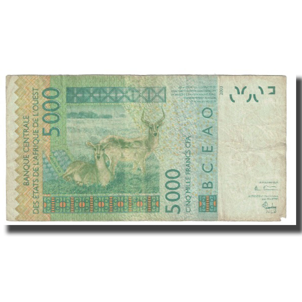 Banknote, West African States, 5000 Francs, 2003, KM:117Ab, VF(20-25)