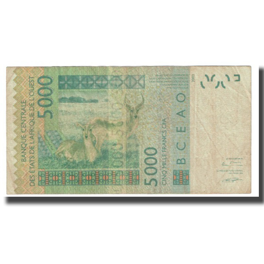 Banknote, West African States, 5000 Francs, 2003, KM:117Ab, VF(20-25)