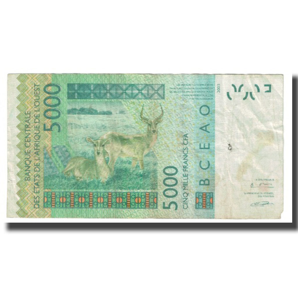 Banknote, West African States, 5000 Francs, 2003, KM:117Ab, VF(20-25)