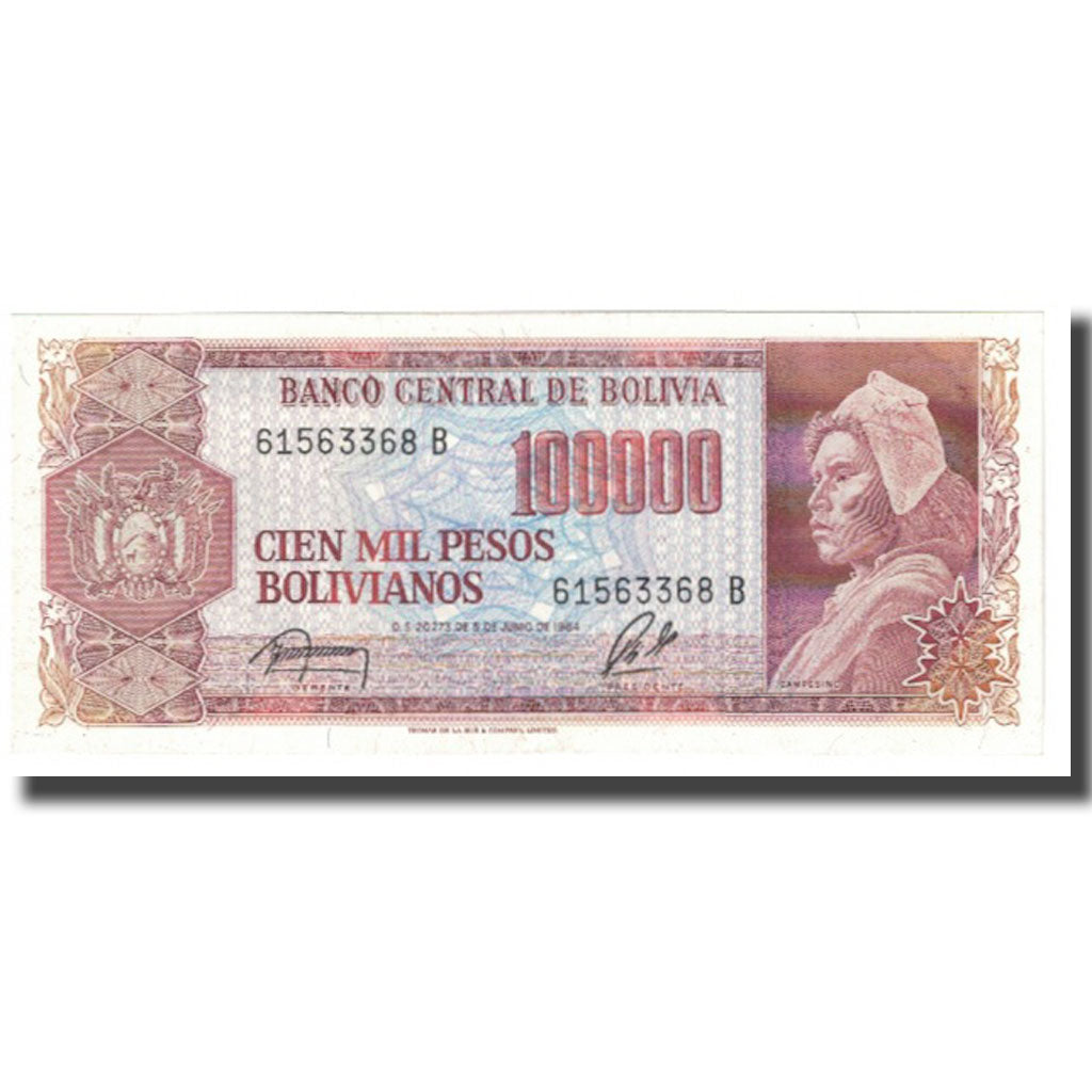 Banknote, Bolivia, 100,000 Pesos Bolivianos, 1984, 1984-06-05, KM:171a