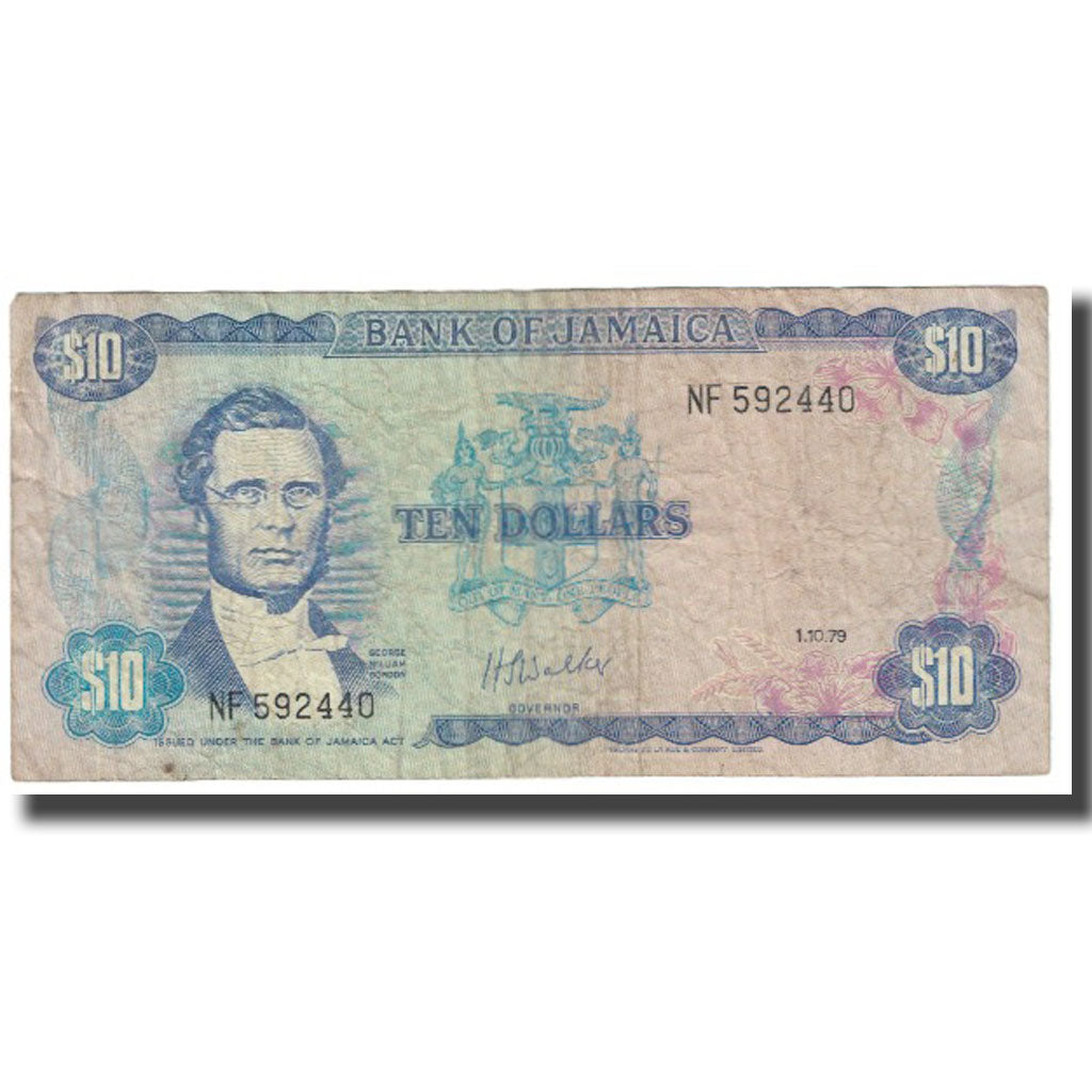 Banknote, Jamaica, 10 Dollars, 1979, 1970-10-01, KM:67a, VF(20-25)