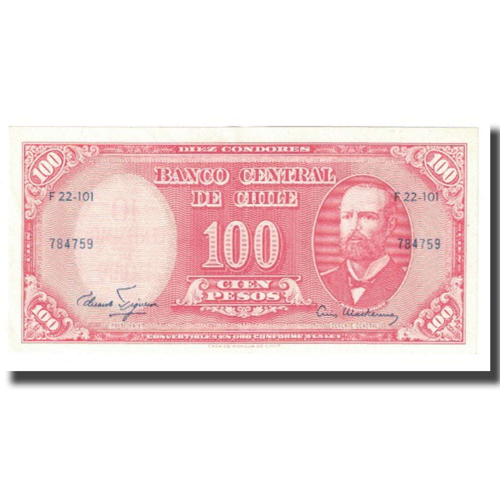 Banknote, Chile, 10 Centesimos on 100 Pesos, KM:127a, UNC(65-70)