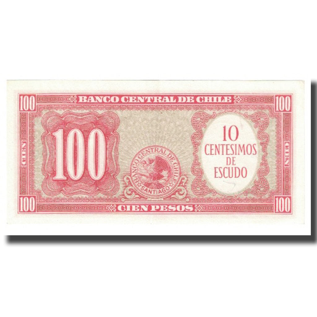 Banknote, Chile, 10 Centesimos on 100 Pesos, KM:127a, UNC(65-70)