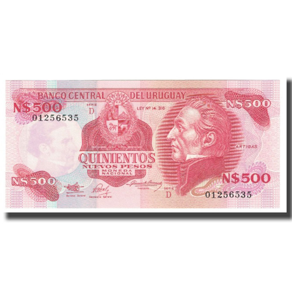 Banknote, Uruguay, 500 Nuevos Pesos, KM:63b, UNC(65-70)