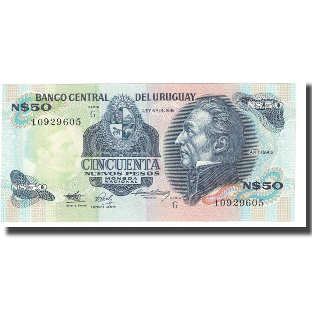 Banknote, Uruguay, 50 Nuevos Pesos, KM:61b, UNC(65-70)