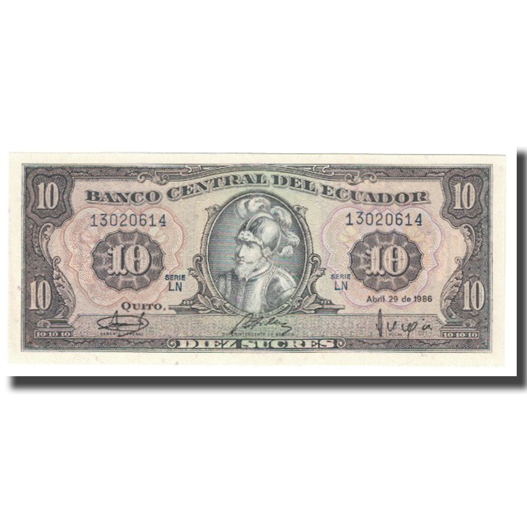 Geldschein, Ecuador, 10 Sucres, 1986, 1986-04-29, KM:121, UNZ