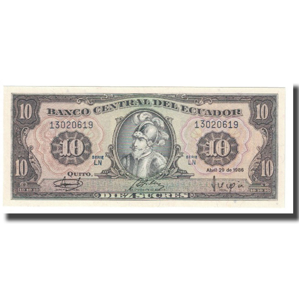 Banknote, Ecuador, 10 Sucres, 1986, 1986-04-29, KM:121, UNC(65-70)