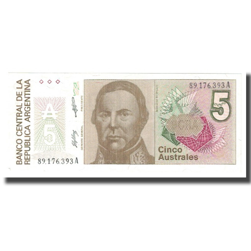 Biljet, Argentinië, 5 Australes, KM:324b, SPL