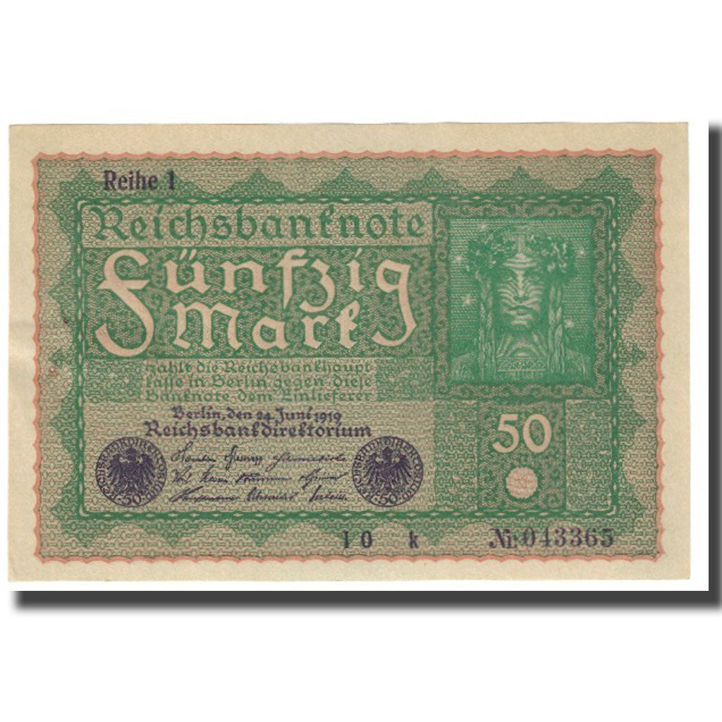Banknot, Niemcy, 50 Mark, 1919, 1919-06-24, KM:66, AU(55-58)