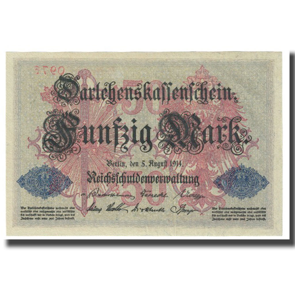 Nota, Alemanha, 50 Mark, 1914, 1914-08-05, KM:49b, UNC(63)