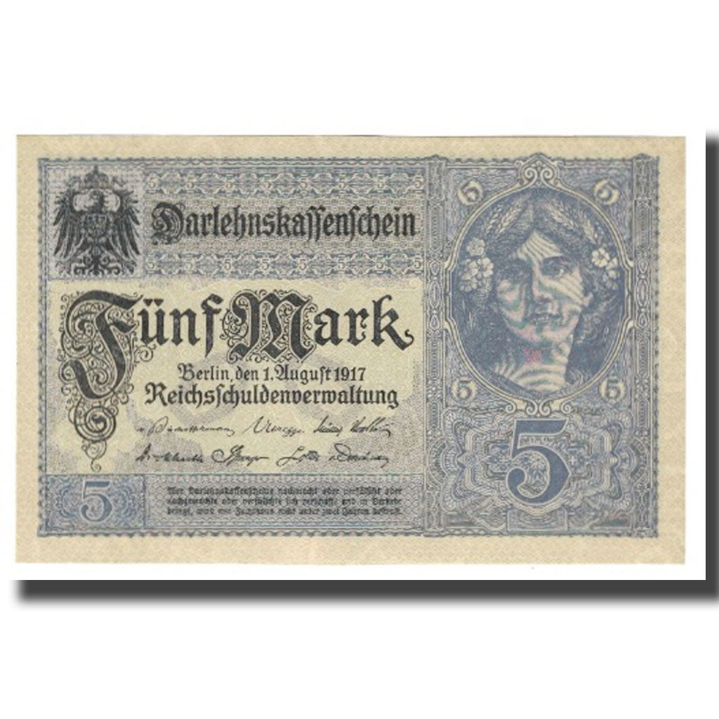 Banknote, Germany, 5 Mark, 1917, 1917-08-01, KM:56b, UNC(63)
