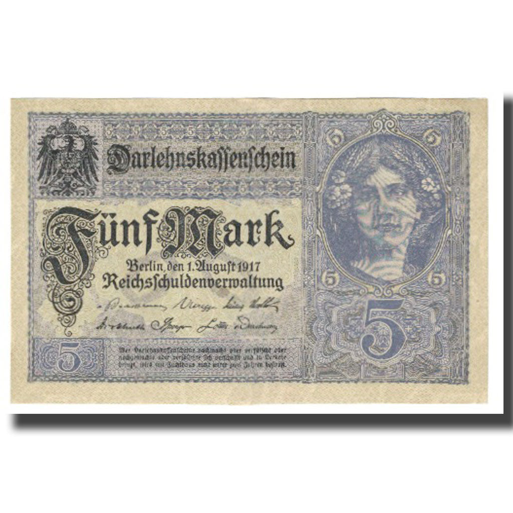 Banconote, Germania, 5 Mark, 1917, 1917-08-01, KM:56b, SPL