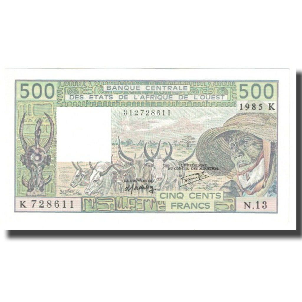 Banknote, West African States, 500 Francs, 1985, KM:206Bi, UNC(65-70)
