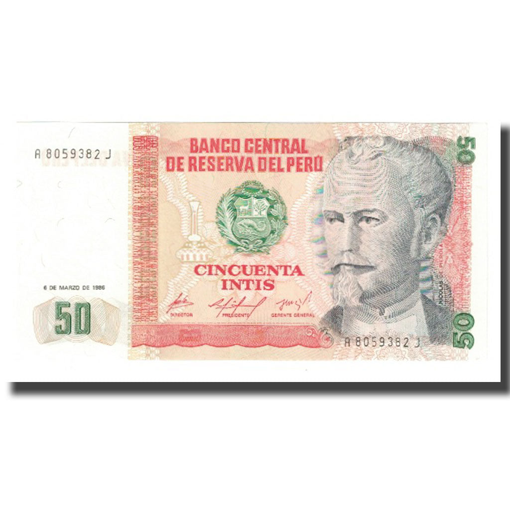 Billet, Pérou, 50 Intis, 1986, 1986-03-06, KM:130, NEUF