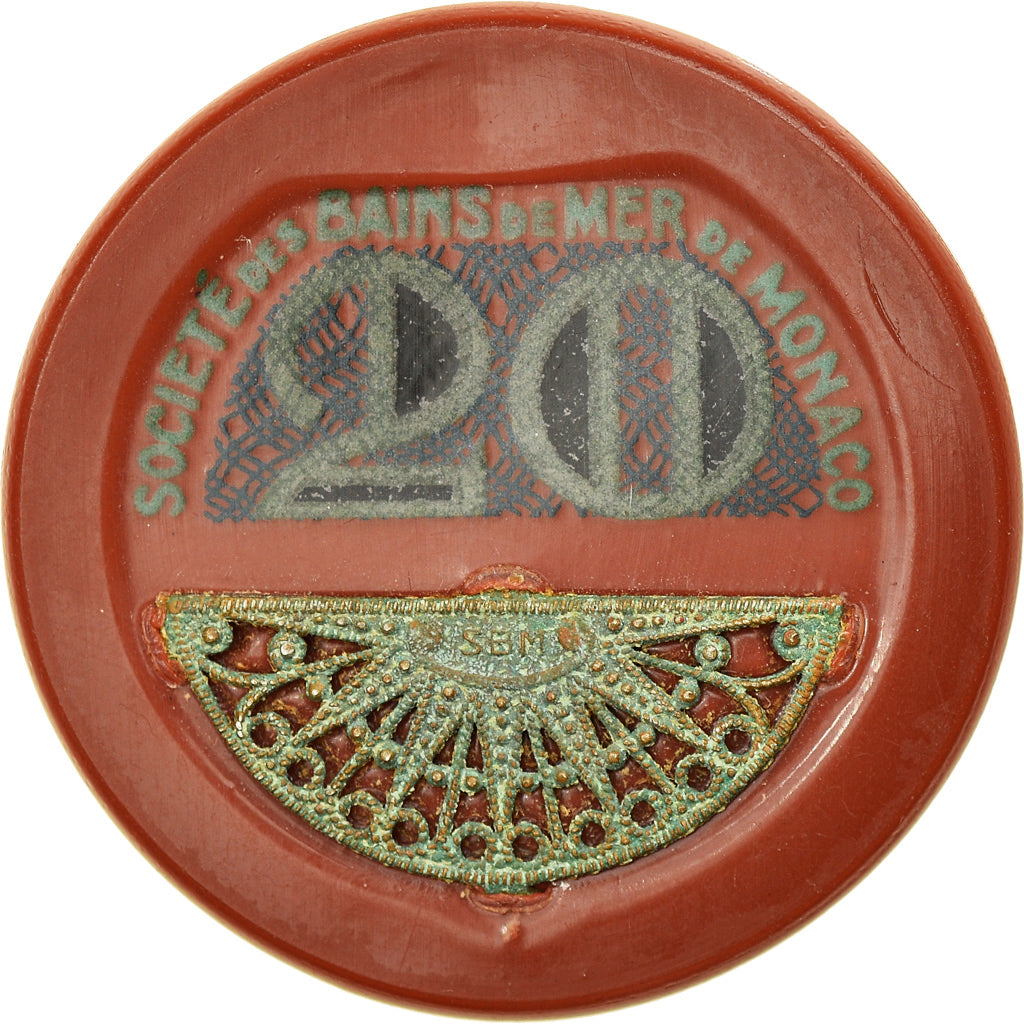 Monaco, Jeton, Jeu, Jeton de Casino 20 Francs, Société des Bains de Mer
