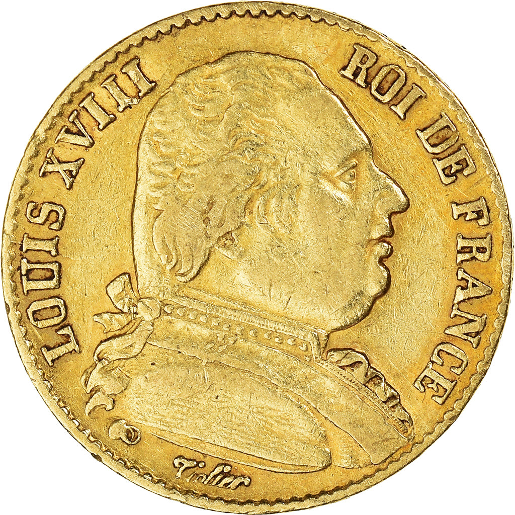 Moneta, Francia, Louis XVIII, 20 Francs, 1814, Paris, BB, Oro, KM:706.1