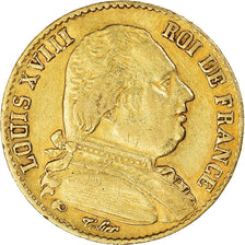 Moneta, Francia, Louis XVIII, 20 Francs, 1814, Paris, BB, Oro, KM:706.1