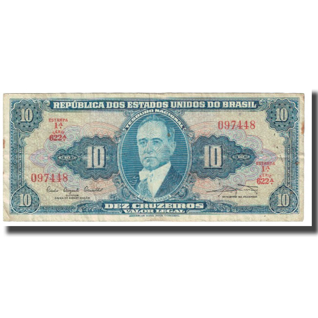 Billet, Brésil, 10 Cruzeiros, KM:167a, TB