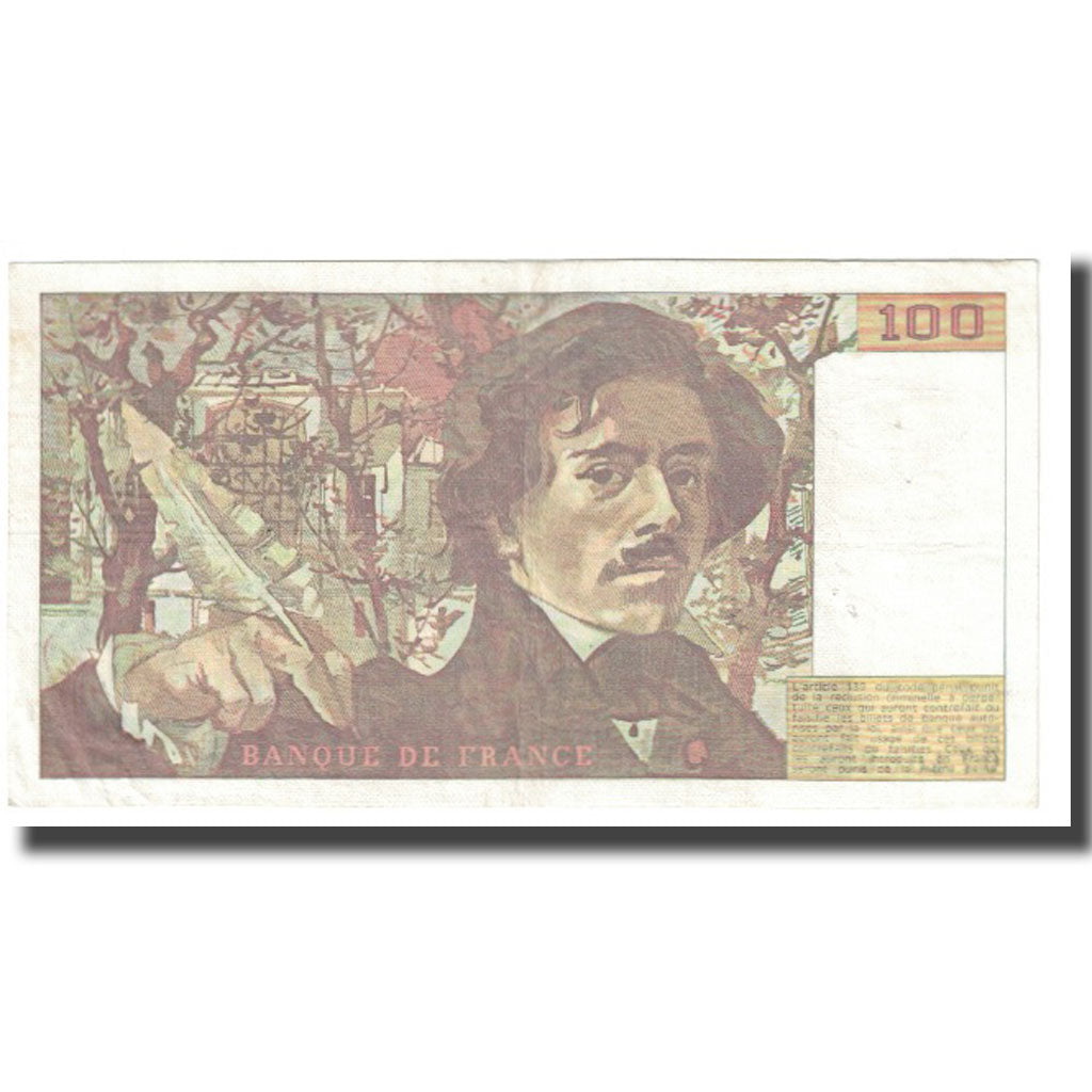 França, 100 Francs, Delacroix, 1985, P. A.Strohl-G.Bouchet-J.J.Tronche, 1985