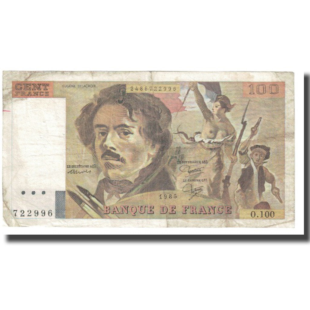 France, 100 Francs, Delacroix, 1985, P. A.Strohl-G.Bouchet-J.J.Tronche, 1985