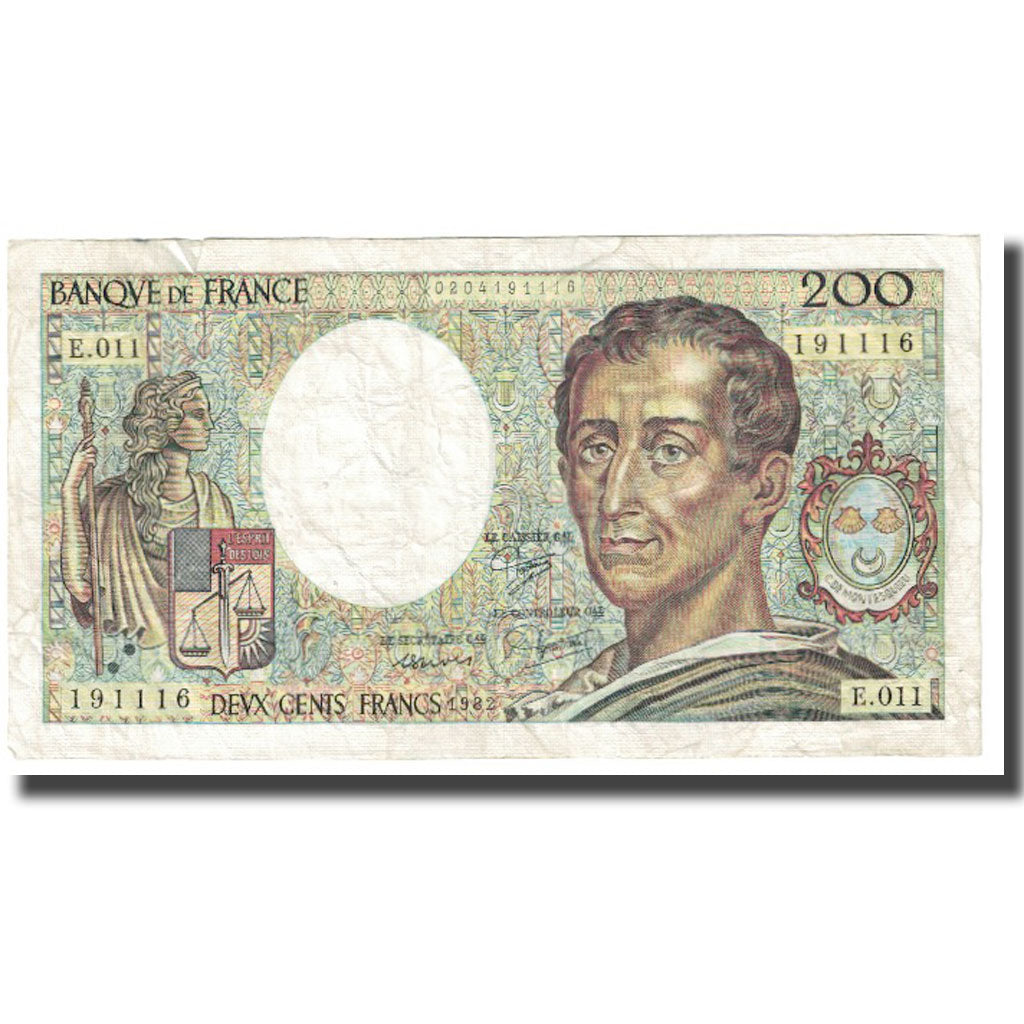 France, 200 Francs, Montesquieu, 1982, P. A.Strohl-G.Bouchet-J.J.Tronche, 1982