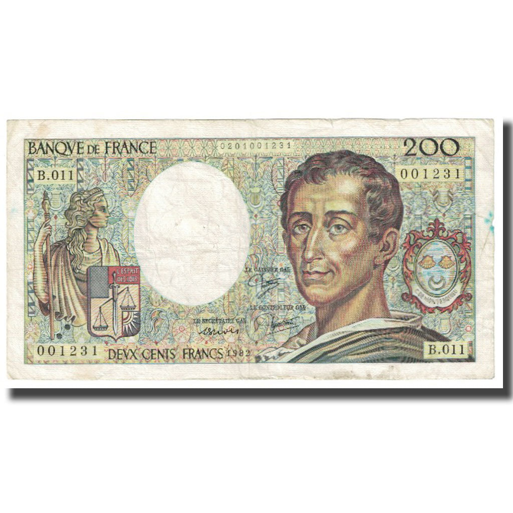 Francia, 200 Francs, Montesquieu, 1982, P. A.Strohl-G.Bouchet-J.J.Tronche, 1982