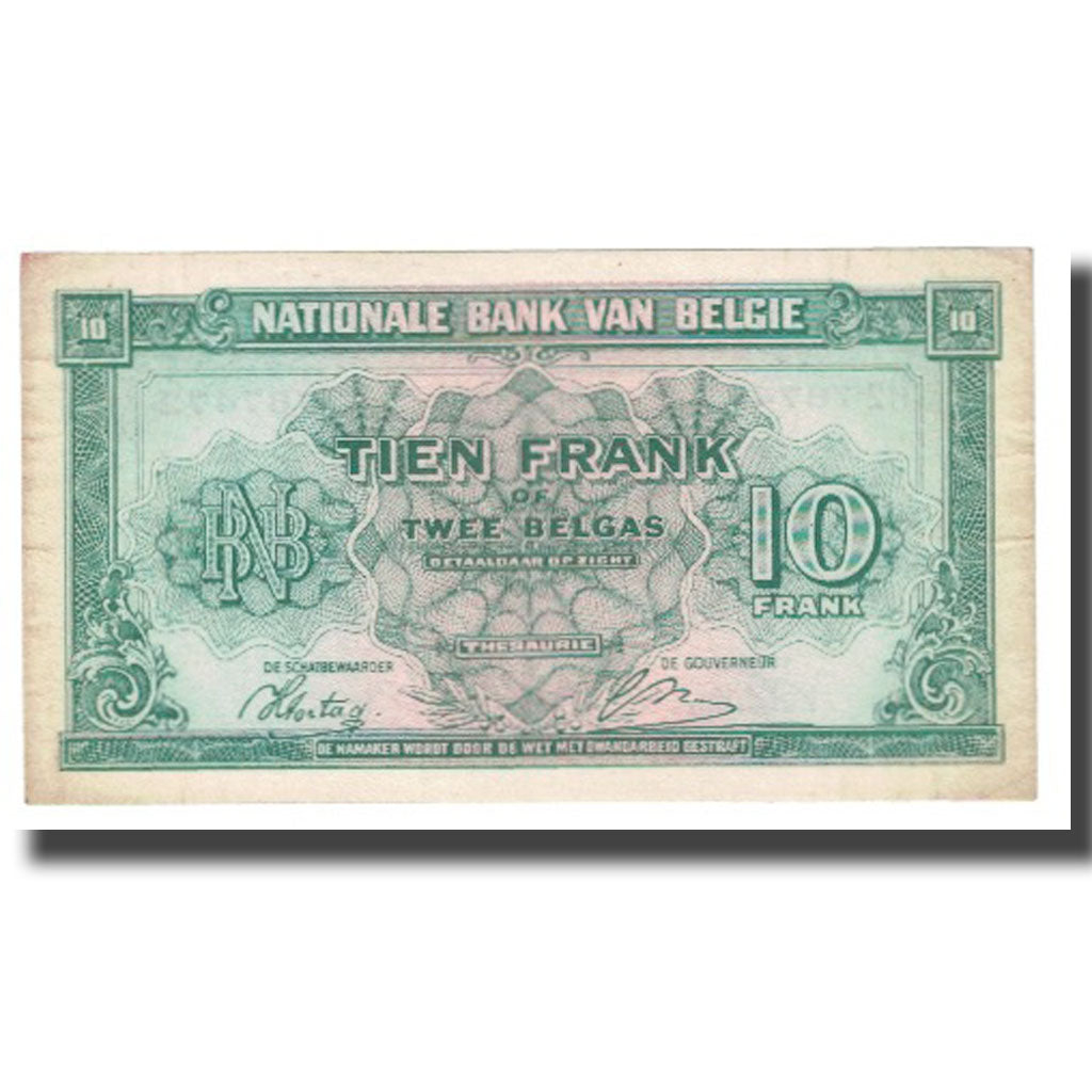 Geldschein, Belgien, 10 Francs-2 Belgas, 1943, 1943-02-01, KM:122, SS